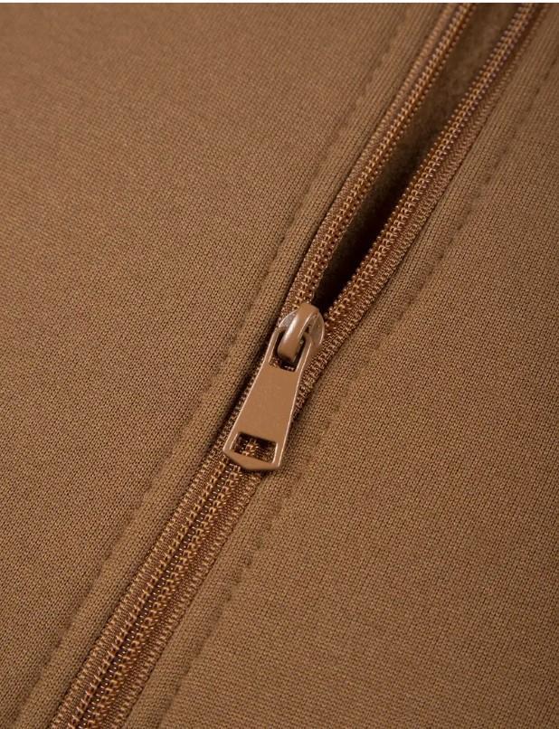 Men’s Premium Fleece Zipper Track Suit – 2 Pcs Plain Winter Activewear Set | Brown