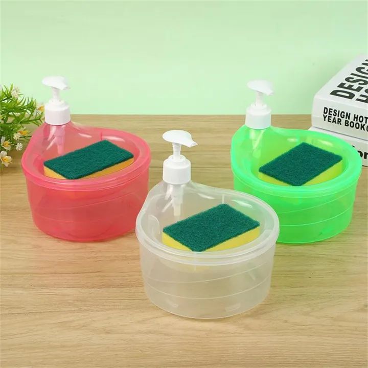 Liquid Soap Dispenser With Pump & Sponge with Sponge Caddy Organizer Holder for Kitchen Sink\A1