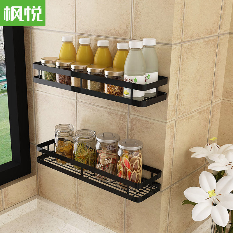 Wall Mounted Kitchen Spice Rack | No-Drill Bathroom Storage Organizer | Multi-functional Seasoning Holder