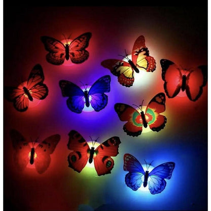 LED Butterfly Night Light 6 Pack | Color Changing Wall Decor | Kids Room Glow in Dark Lights