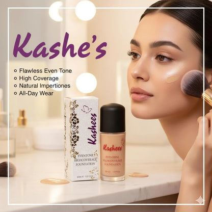 Kashee's Even Tone High Coverage Foundation | Matte & Poreless | 24H Long-Lasting Coverage | Conceals Dark Spots & Acne | 1 Pc