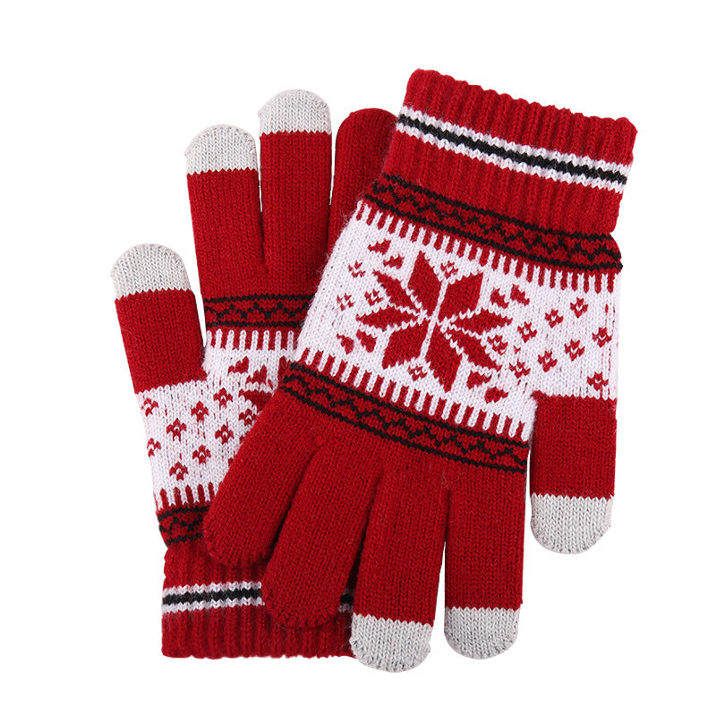 Knitted Wool Touchscreen Gloves | Snowflake Winter Gloves for Men & Women | Warm Magic Stretch Gloves