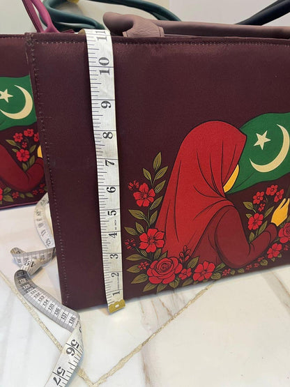 Pakistan Independence Day Tote Bag | 14th August Flag Print Canvas Bag | Girls Shoulder Bag