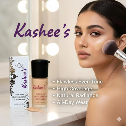 Kashee's Even Tone High Coverage Foundation | Matte & Poreless | 24H Long-Lasting Coverage | Conceals Dark Spots & Acne | 1 Pc