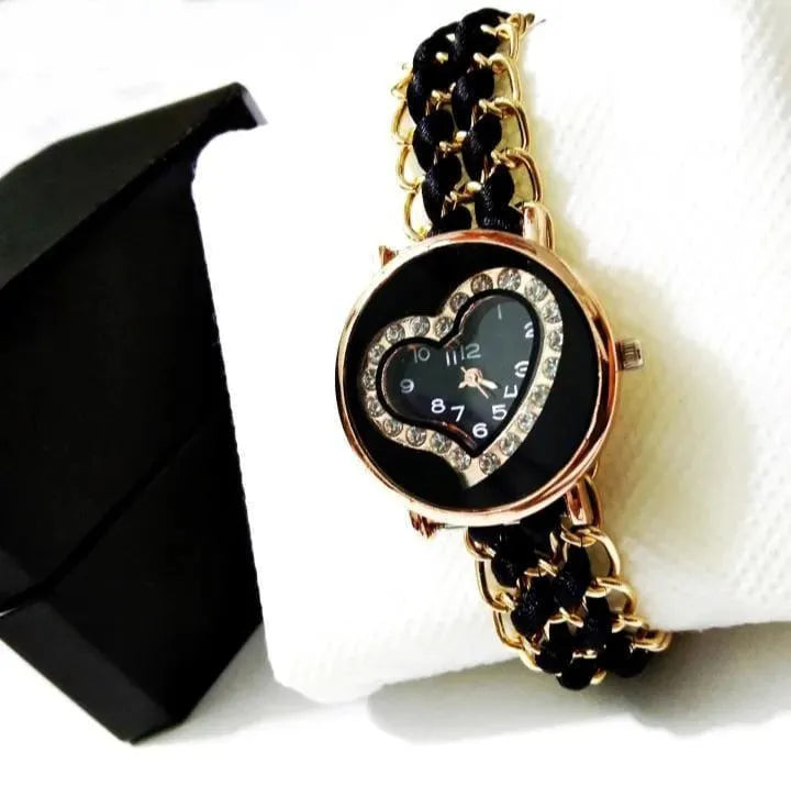 Women's Bracelet Watch | Chain Strap | Quartz Movement | Water Resistant | 1 Pc | Black