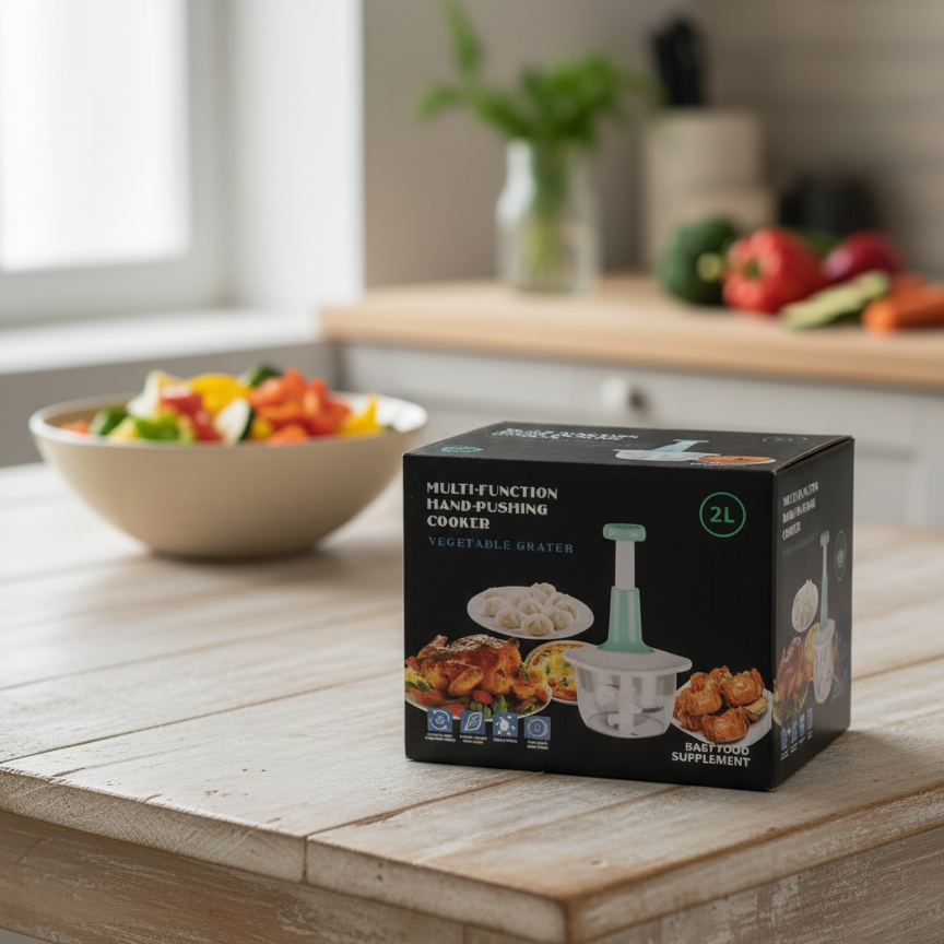 eavy-DuMulti-Function Manual Food Processor & Hand-Push Vegetable Grater – 2L Hty Metal Body Chopper for Meat, Vegetables & Baby Food (Random Color) h1