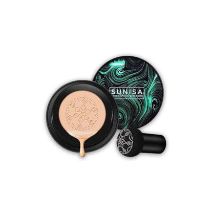 Sunisa Foundation – Flawless Coverage CC Cream | Natural Glow | 24H Waterproof & Sweat-Resistant | With Mushroom Head Sponge | 1 Pc