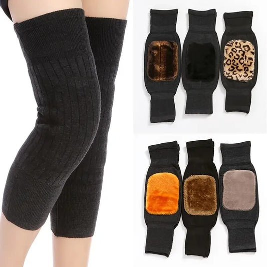 1 Pair Winter Thermal Knee Warmers – Soft Warm Knee Protector for Pain Relief & Cold Weather Support (Random Color) h1