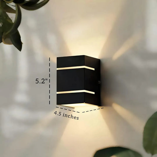 Wooden MDF Wall Lamp Light | Dark Brown Golden Light | Medium Size Wall Décor Lamp for Room