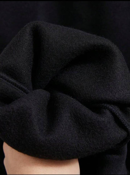 Men’s Premium Fleece Zipper Track Suit – 2 Pcs Plain Warm Sportswear Set | Black