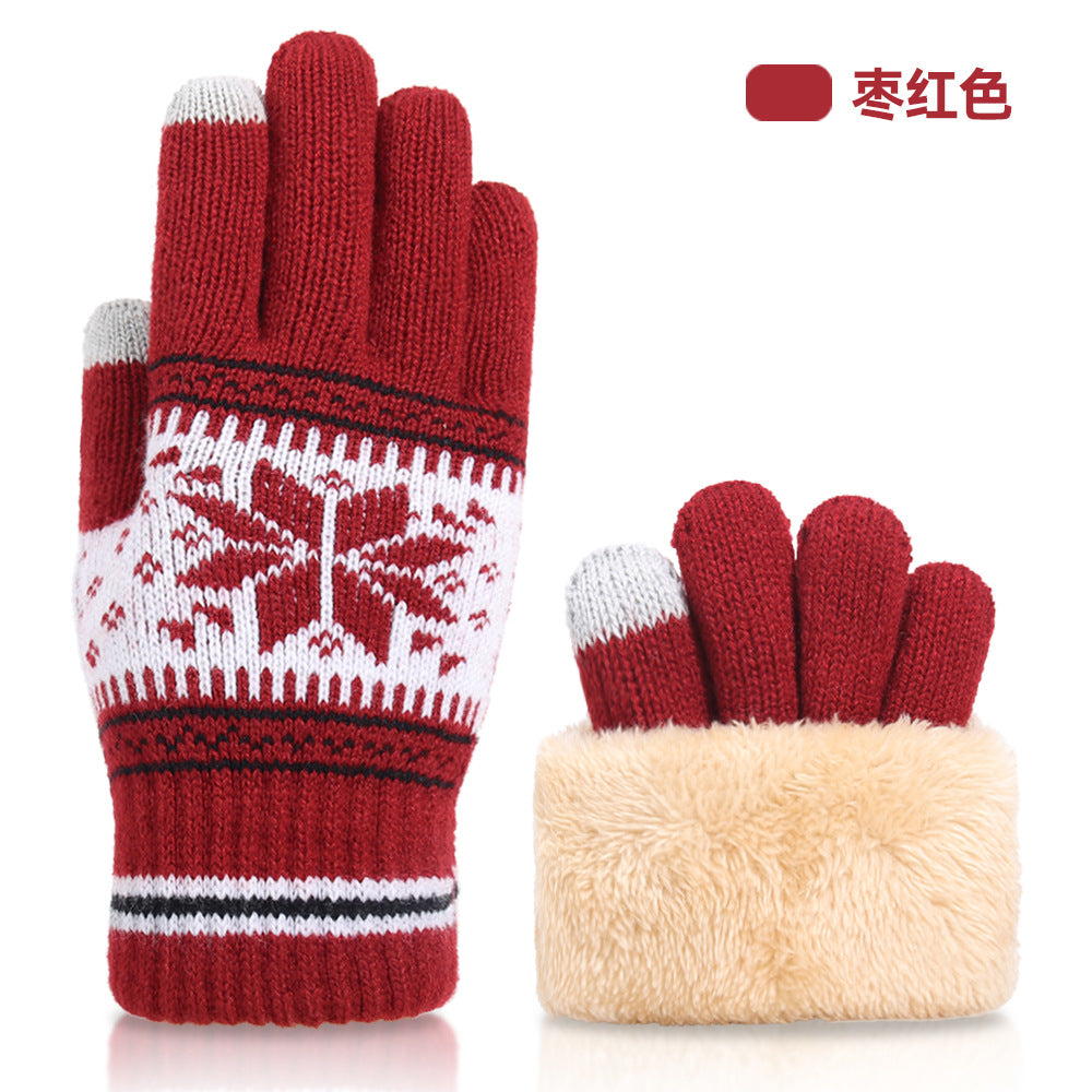 Knitted Wool Touchscreen Gloves | Snowflake Winter Gloves for Men & Women | Warm Magic Stretch Gloves