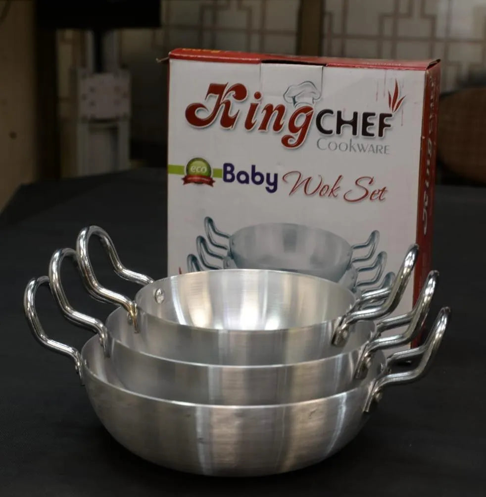 Stainless Steel Wok Karahi | Aluminum Silver Cooking Pan | Dishwasher Safe | Easy Clean Kitchen Essential