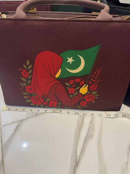 Pakistan Independence Day Tote Bag | 14th August Flag Print Canvas Bag | Girls Shoulder Bag
