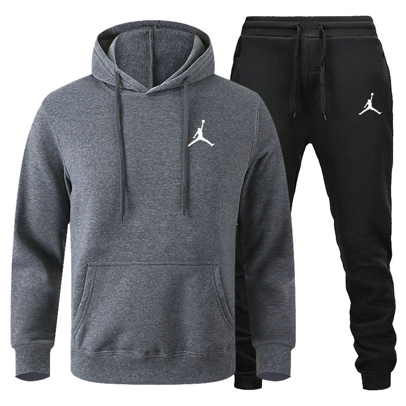 Men's Winter Fleece Tracksuit 2-Piece Set | European American Style Leisure Sports Suit | Warm Sweater