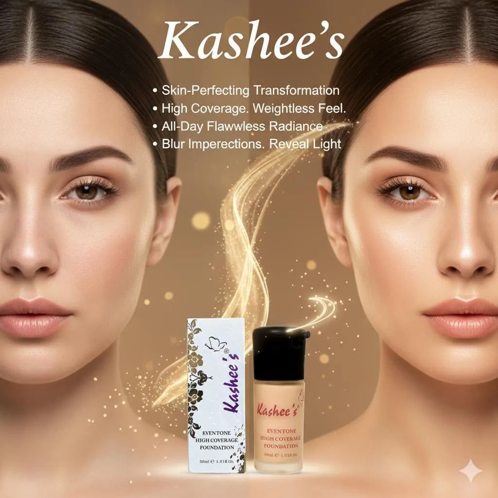 Kashee's Even Tone High Coverage Foundation | Matte & Poreless | 24H Long-Lasting Coverage | Conceals Dark Spots & Acne | 1 Pc
