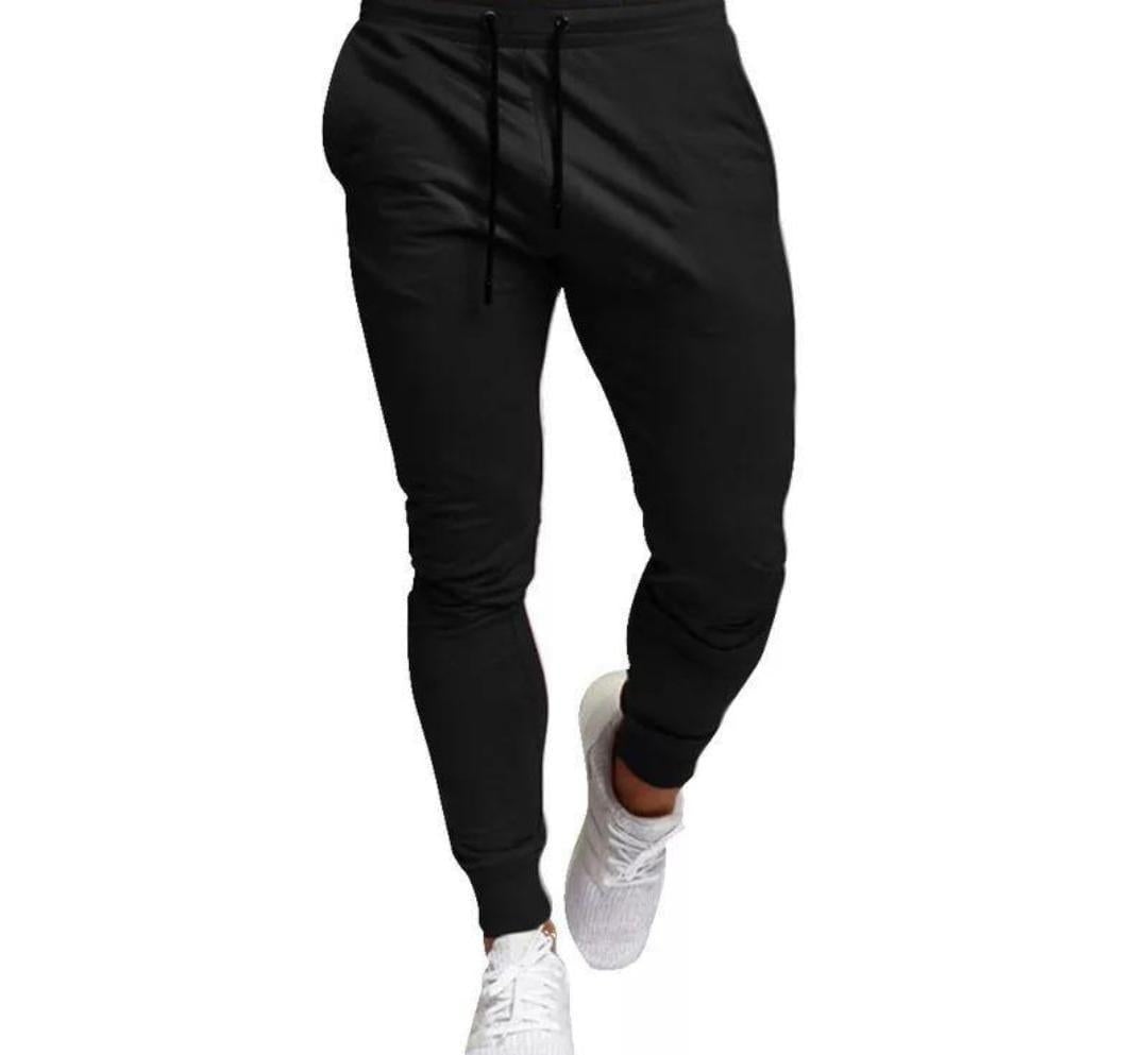 Men’s Polyester Zipper Track Suit – 2 Pcs Plain Activewear Set | Round Neck | Black