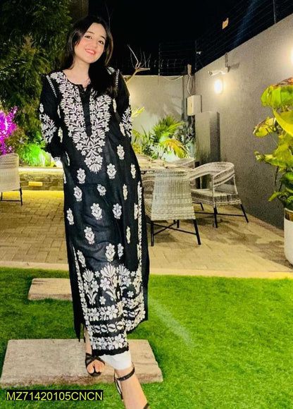 Women's Cotton Embroidered Shirt | Long Kurti 48" Length | Medium Size Pakistani Ethnic Wear