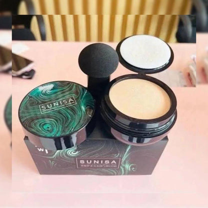 Sunisa Foundation – Flawless Coverage CC Cream | Natural Glow | 24H Waterproof & Sweat-Resistant | With Mushroom Head Sponge | 1 Pc