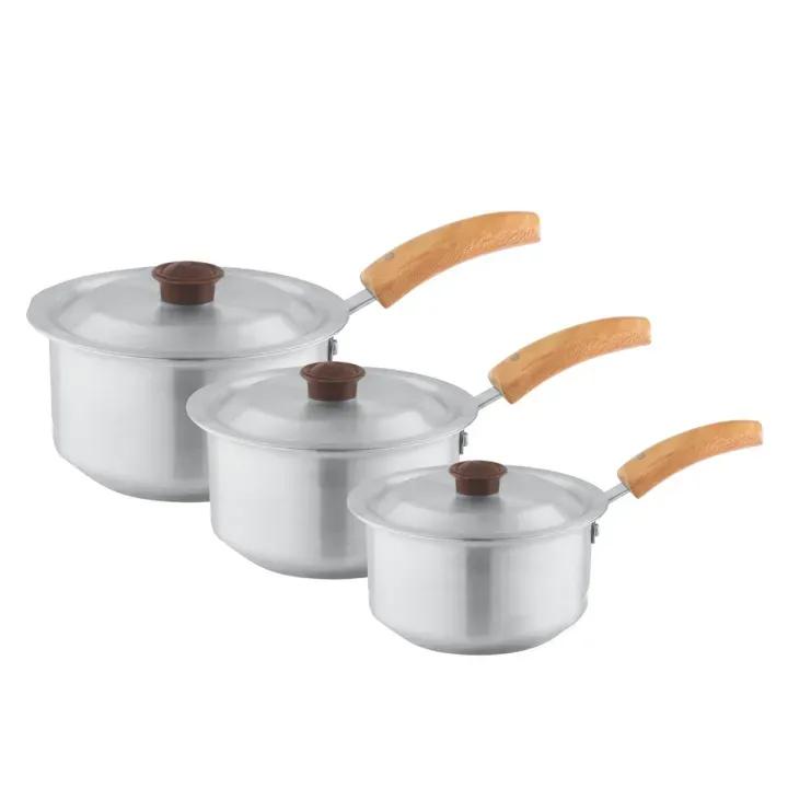 Baby Saucepan Set 3 Pcs | Mini Aluminum Silver Sauce Pan | Small Size Pateli Degchi Cookware Set