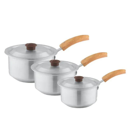 Baby Saucepan Set 3 Pcs | Mini Aluminum Silver Sauce Pan | Small Size Pateli Degchi Cookware Set