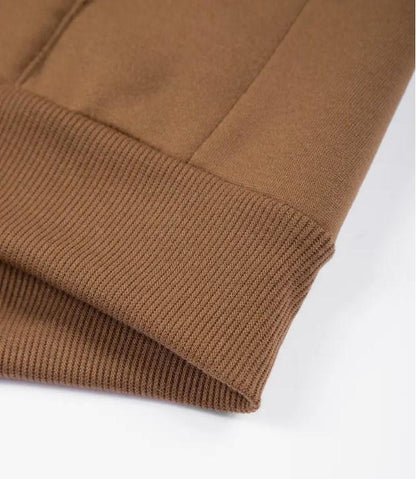 Men’s Premium Fleece Zipper Track Suit – 2 Pcs Plain Winter Activewear Set | Brown