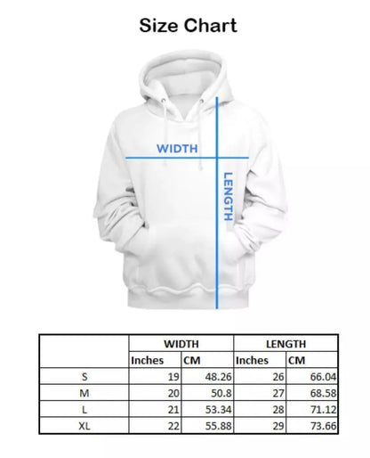 Men's Fleece Printed Hoodie - White Pullover Sweatshirt