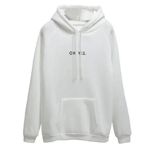 Men's Fleece Printed Hoodie - White Pullover Sweatshirt
