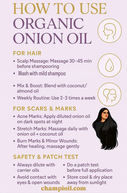 Organic Onion Oil – 100% Pure Cold-Pressed Hair Oil for Hair Growth, Dandruff Control & Shine h1