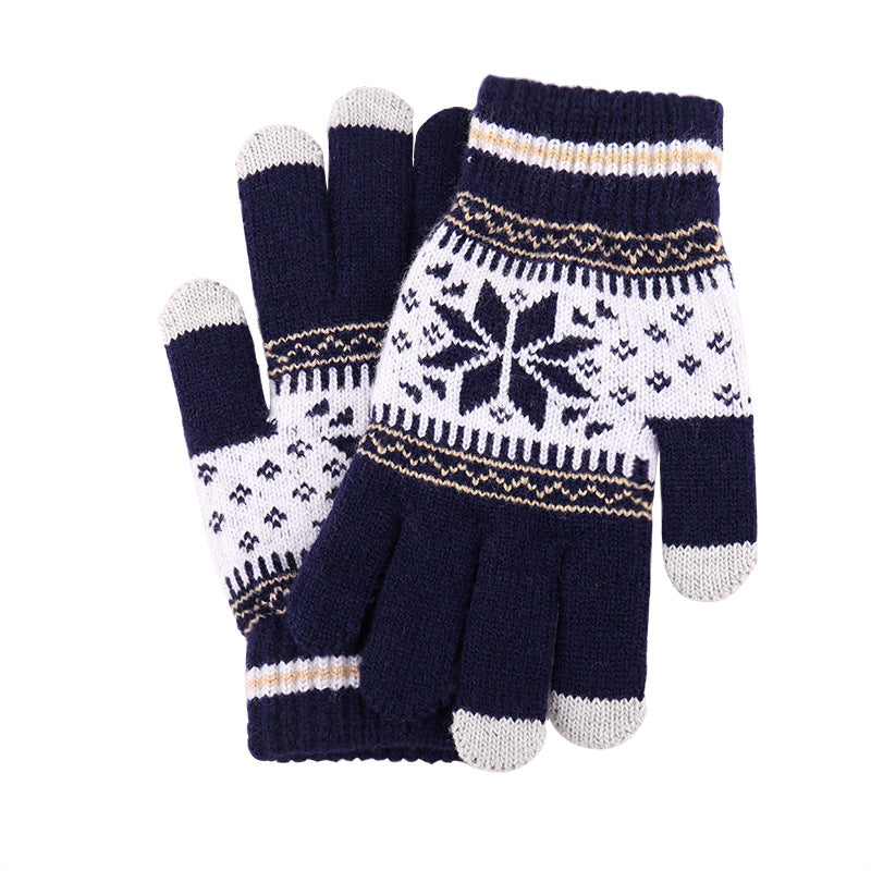 Knitted Wool Touchscreen Gloves | Snowflake Winter Gloves for Men & Women | Warm Magic Stretch Gloves
