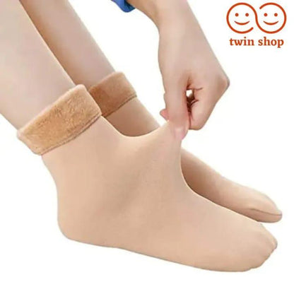 Women's Wool Thermal Socks Pack of 2 | Warm Cozy Quarter Length | Black & Beige Winter Socks