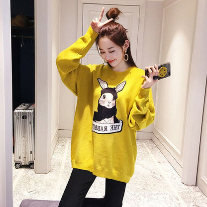 Women's Fleece Sweatshirt Dress | Long Sleeve Mid-Length Korean Style | Loose Winter Dress for Students