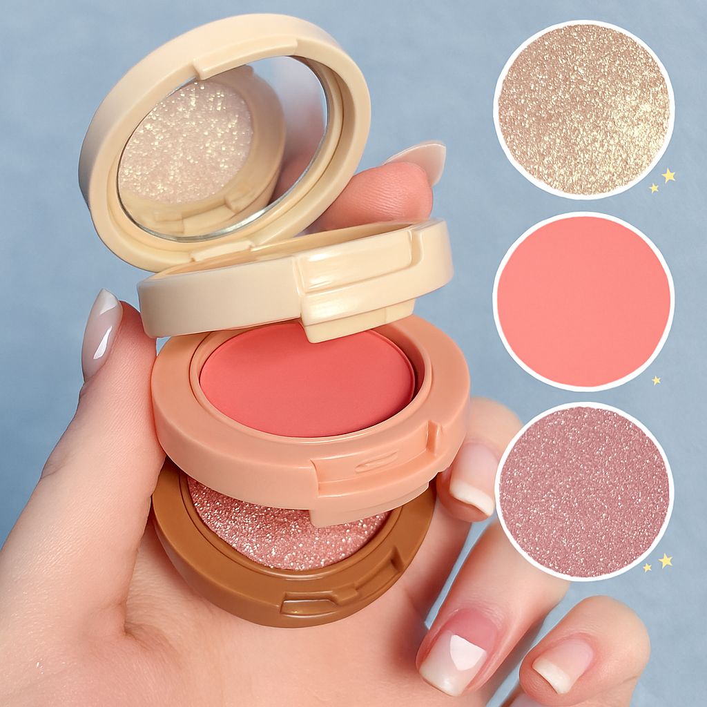 Miss Lara 3-in-1 Blush Palette – Highlighter, Contour & Blush in One | Fine Smooth Texture & Long-Lasting Makeup h1