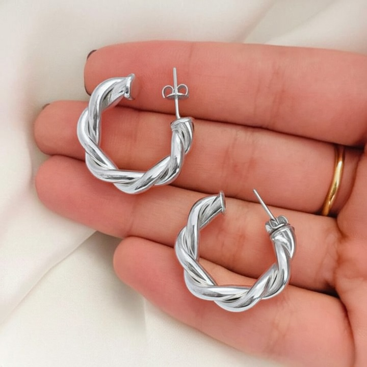 Twisted Sparkling Earrings for Women – Elegant Golden Fashion Jewelry | Stylish Party, Wedding & Daily Wear Studs (WJ-101) h1