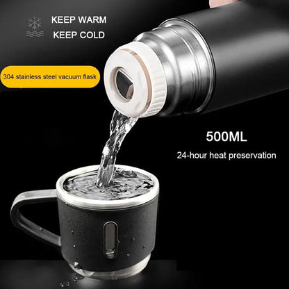 3-Cup 500ml Double-Layer Stainless Steel Vacuum Flask Set (Random Color) h1