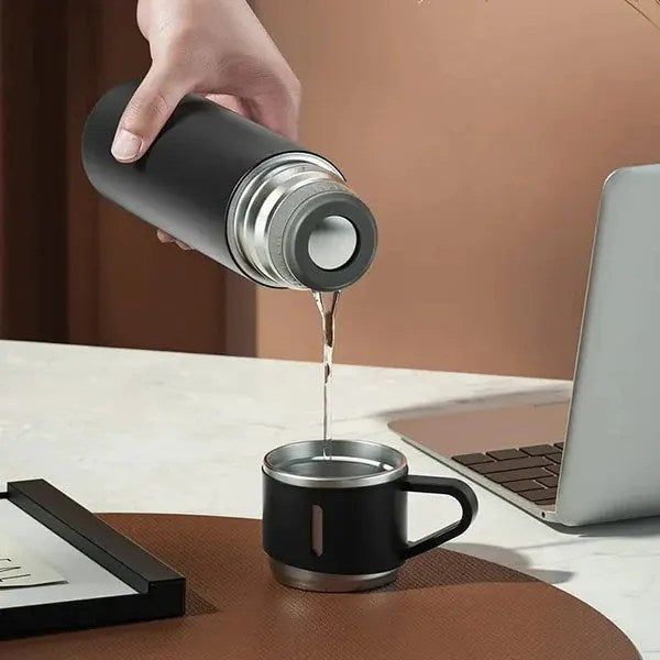 3-Cup 500ml Double-Layer Stainless Steel Vacuum Flask Set (Random Color) h1
