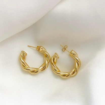 Twisted Sparkling Earrings for Women – Elegant Golden Fashion Jewelry | Stylish Party, Wedding & Daily Wear Studs (WJ-101) h1