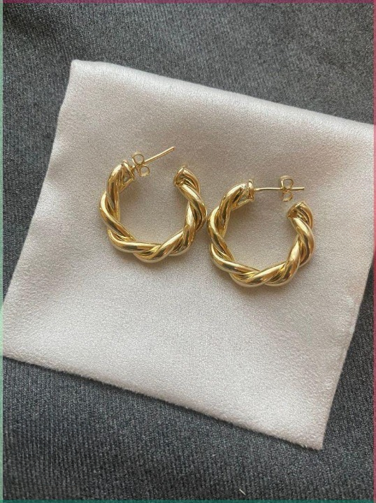 Twisted Sparkling Earrings for Women – Elegant Golden Fashion Jewelry | Stylish Party, Wedding & Daily Wear Studs (WJ-101) h1