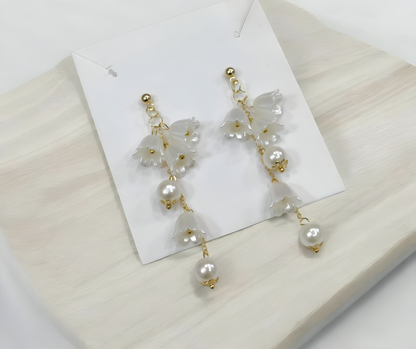 Pearl Korean Flower Earrings for Women – Elegant White Floral Design with Classic Pearl Detailing | Fashion Jewelry for Parties, Weddings & Daily Wear (AWJ-998) h1