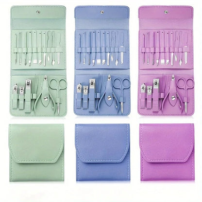 16pcs Professional Manicure & Pedicure Set – Nail Clippers, Cuticle Nippers & Grooming Tools with Travel Case (Random Color) h1