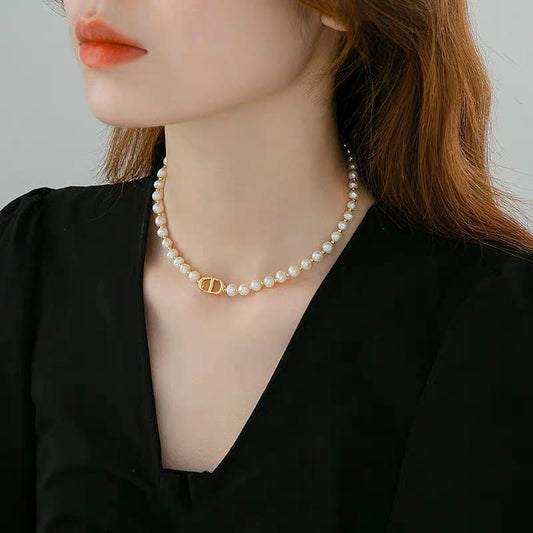 Beautiful Pearl Charm Korean Elegant Necklace For Girls.