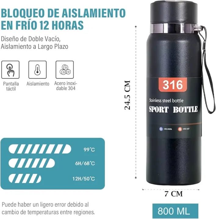 LED Display Temperature 316sus HotnCold Stainless Steel Water Bottle