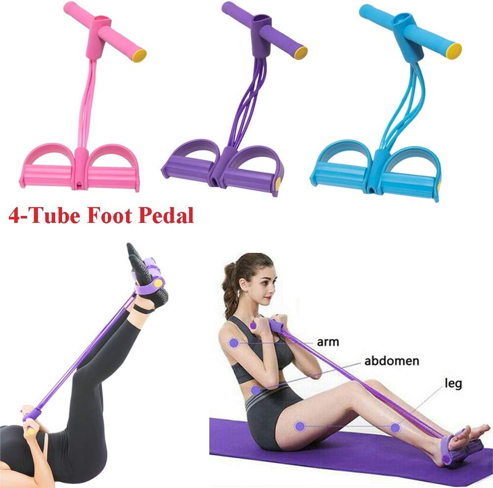Foot Pedal Resistance Band – Elastic Sit-Up Pull Rope for Yoga, Fitness & Tummy Trimming (Random Colors) h1