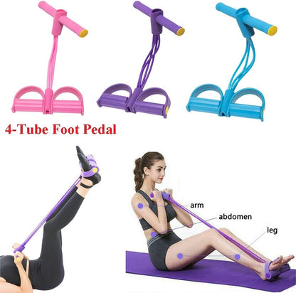Foot Pedal Resistance Band – Elastic Sit-Up Pull Rope for Yoga, Fitness & Tummy Trimming (Random Colors) h1