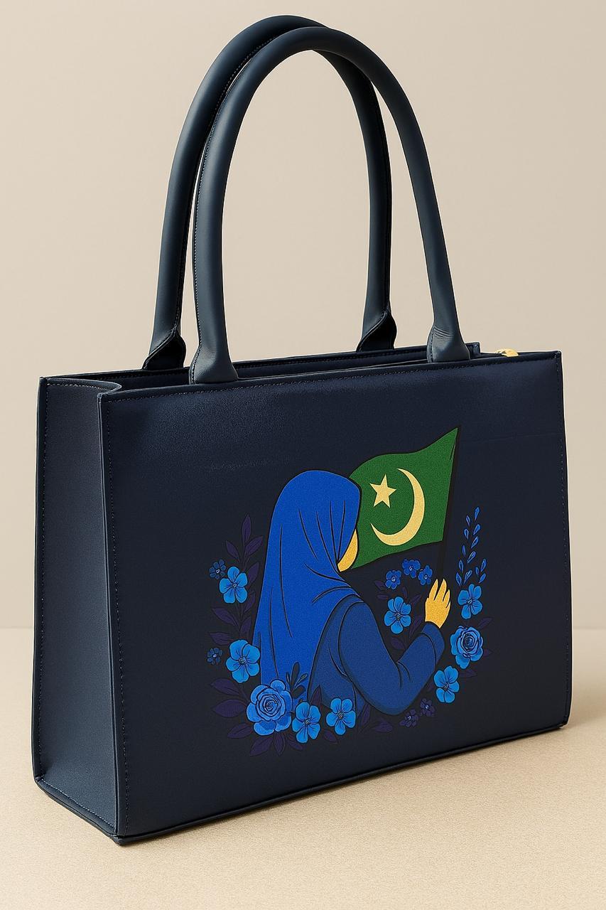 Pakistan Independence Day Tote Bag | 14th August Flag Print Canvas Bag | Girls Shoulder Bag