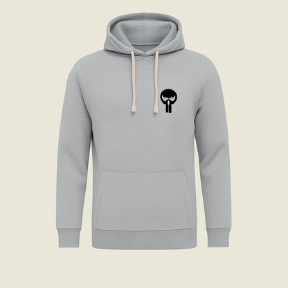 Printed Grey Hoodie for Teens & Adults – Black Skull Graphic, Premium Cotton Fabric h1