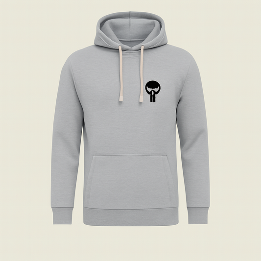 Printed Grey Hoodie for Teens & Adults – Black Skull Graphic, Premium Cotton Fabric h1
