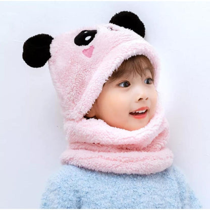 Kids Winter Panda Wool Cap with Neck Warmer – Warm, Cozy & Cute (Random Color) h1