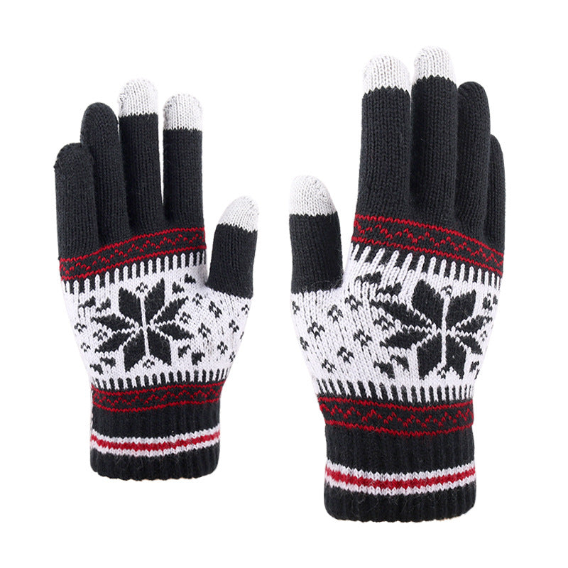 Knitted Wool Touchscreen Gloves | Snowflake Winter Gloves for Men & Women | Warm Magic Stretch Gloves
