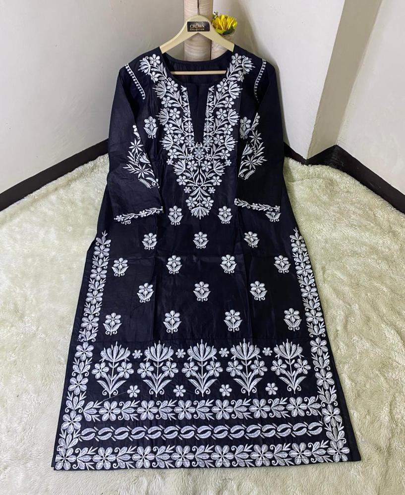 Women's Cotton Embroidered Shirt | Long Kurti 48" Length | Medium Size Pakistani Ethnic Wear