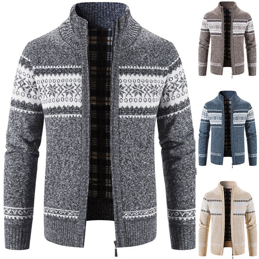 Men's Fleece Cardigan Sweater - Thick Winter Zipper Coat
